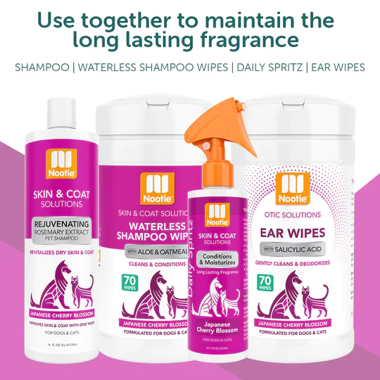 Nootie Waterless Shampoo Wipes with Aloe & Oatmeal, Japanese Cherry Blossom 70CT - Image 3