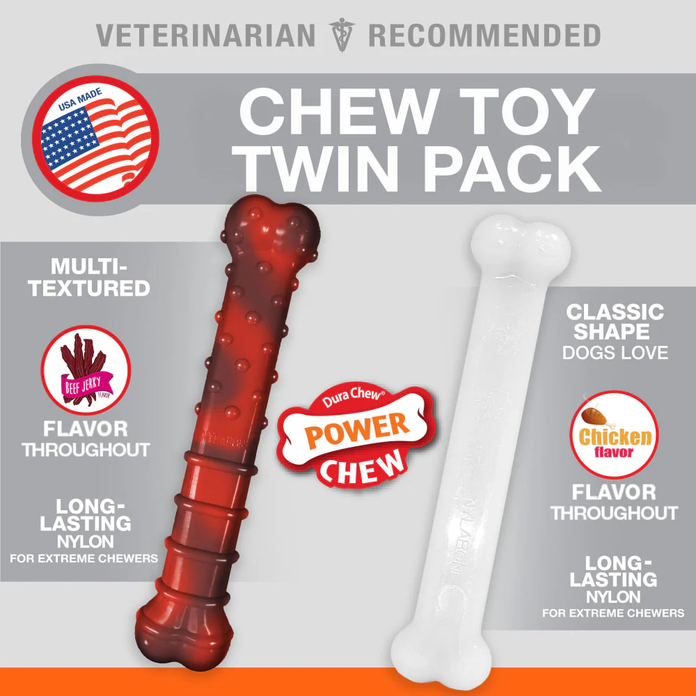 Nylabone Power Chew Original & Textured Bone Chew Dog Toy - Image 2