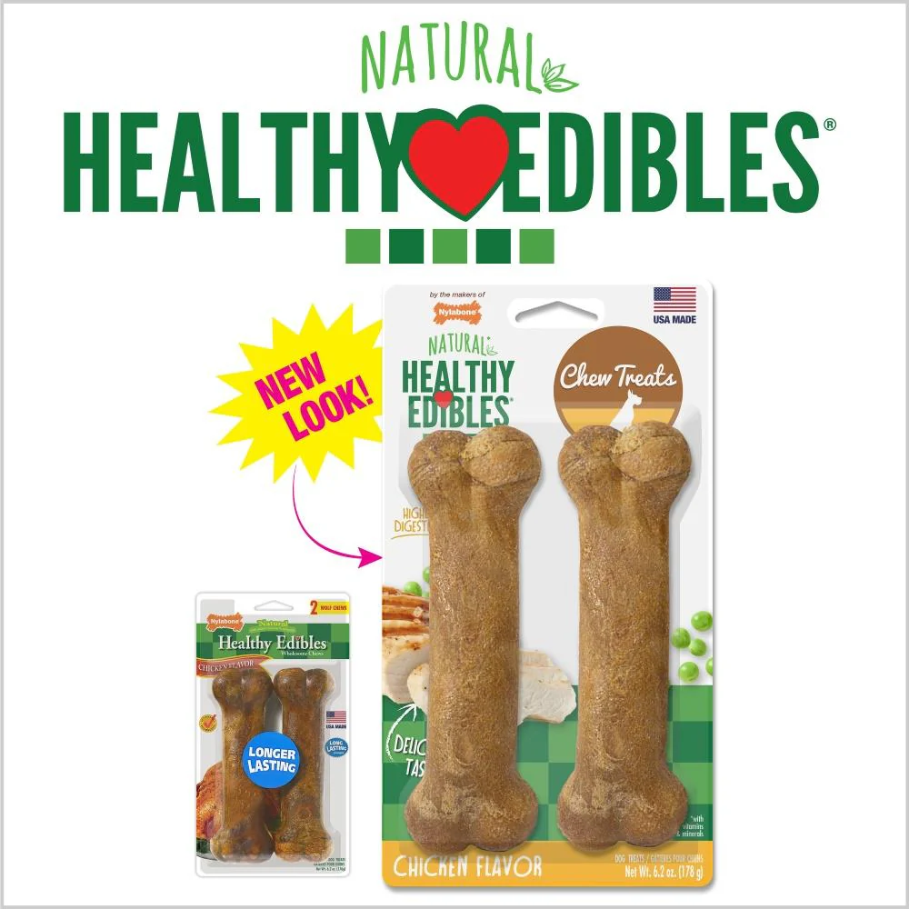 Nylabone Healthy Edibles Chicken Flavor Bone Dog Treat - Image 3