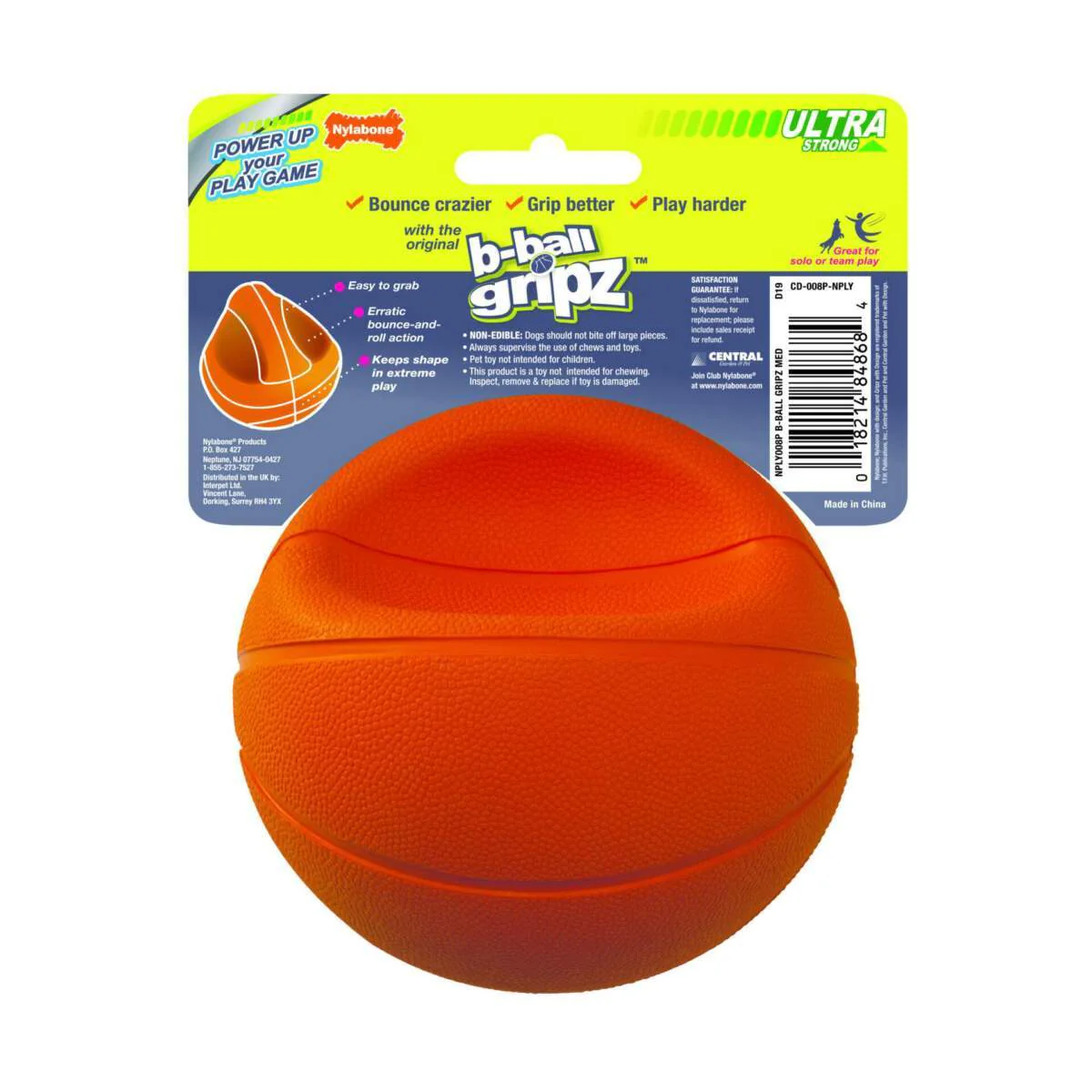 Nylabone Power Play Dog Basketball B-Ball Gripz - Image 2