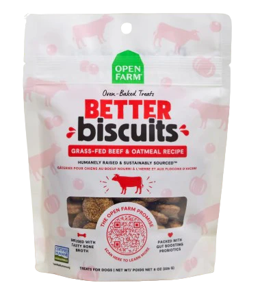 Open Farm Better Biscuits Grass-Fed Beef & Oatmeal Dog Treats, 8oz