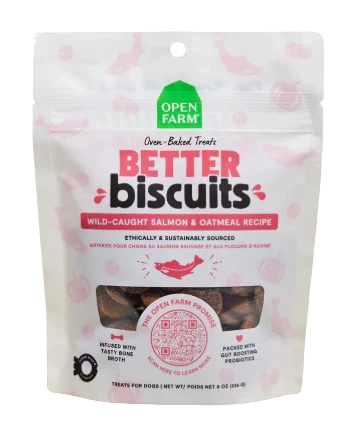 Open Farm Better Biscuits Wild-Caught Salmon & Oatmeal Dog Treats, 8oz