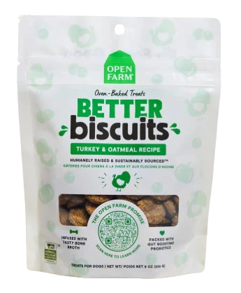 Open Farm Better Biscuits Turkey & Oatmeal Dog Treats, 8oz