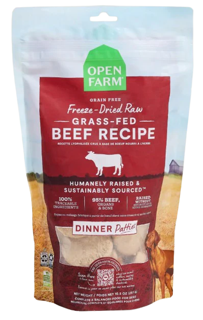 Open Farm Grass-Fed Beef Freeze Dried Raw Patties for Dogs