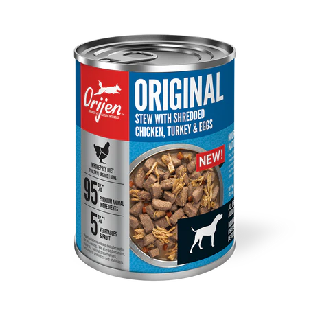 ORIJEN Grain Free Original Stew Recipe with Chicken, Turkey & Eggs Canned Dog Food, 12.8oz