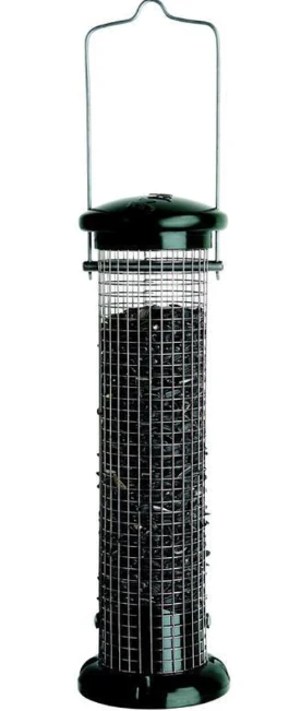Peanut & Black Oil Sunflower Screen Tube Seed Feeder, Black & Green, 1lb capacity