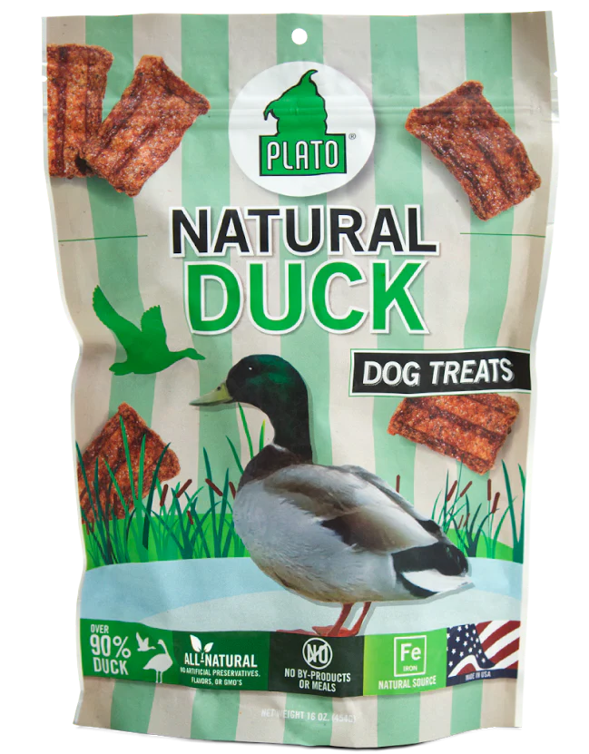 Plato All Natural Duck Strips Dog Treats