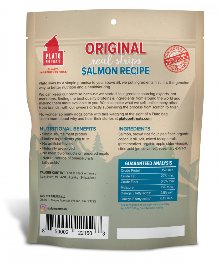 Plato All Natural Salmon Strips Dog Treats - Image 2
