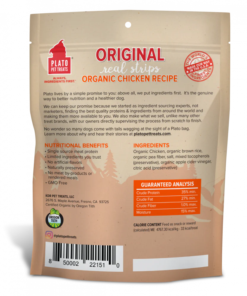Plato Organic Chicken Strips Dog Treats - Image 2