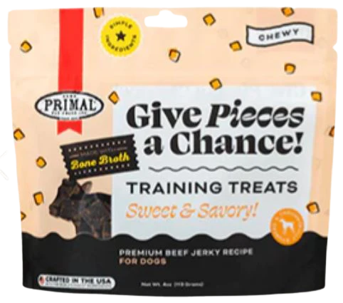 Primal Give Pieces a Chance Dog Treats, Beef Jerky, 4oz