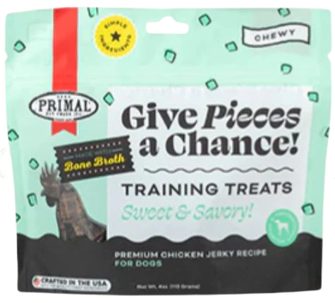 Primal Give Pieces a Chance Dog Treats, Chicken Jerky, 4oz