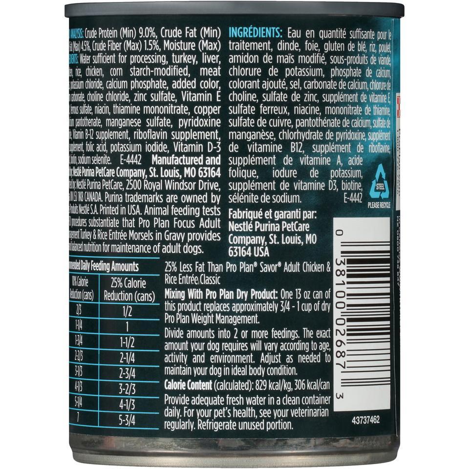 Purina Pro Plan Focus Adult Weight Management Turkey & Rice Entree Canned Dog Food - Image 2
