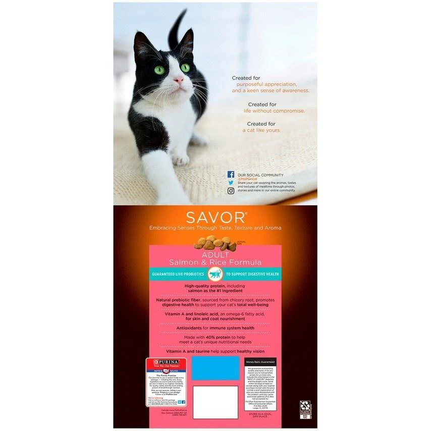 Purina Pro Plan Savor Adult Salmon & Rice Formula Dry Cat Food - Image 2