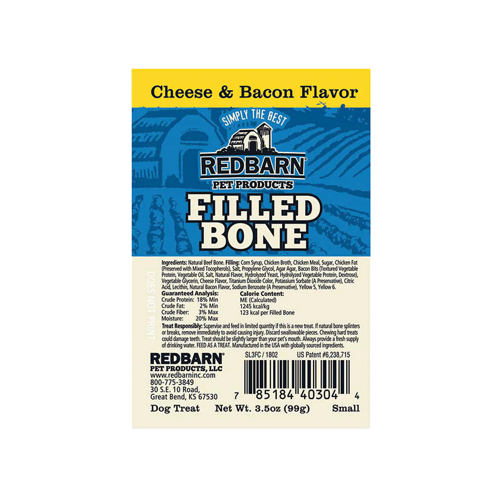 Redbarn Naturals Filled Bone Cheese N' Bacon - Small, 3" - Image 4