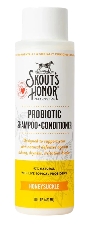 Skout's Honor Probiotic Shampoo + Conditioner for Dogs & Cats, Honeysuckle, 16oz