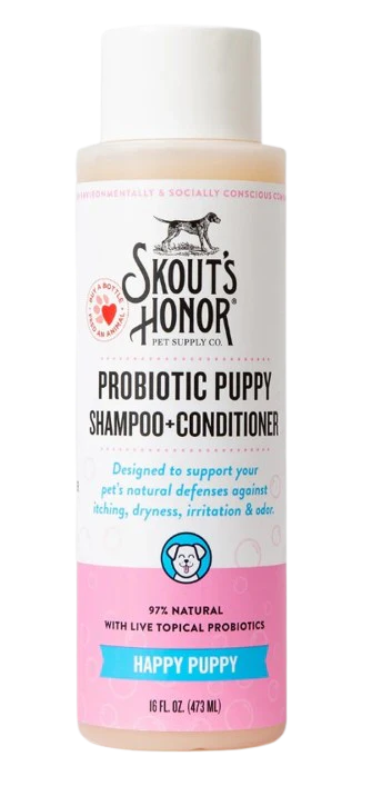 Skout's Honor Probiotic Shampoo + Conditioner for Dogs & Cats, Happy Puppy / Sensitive Skin, 16oz