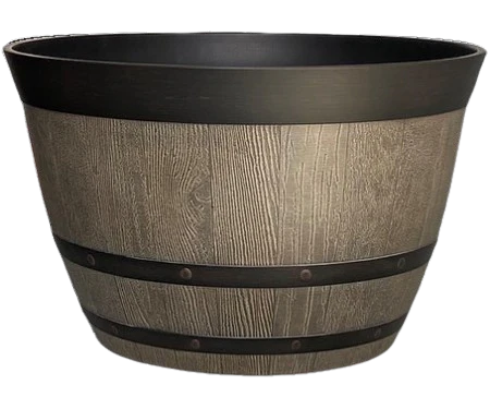 22" Pinot Barrel Planter - Weathered Teak