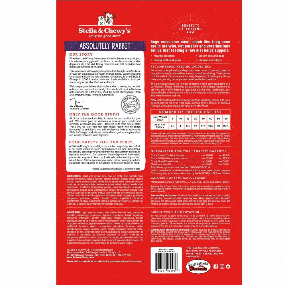 Stella & Chewy's Absolutely Rabbit Grain Free Dinner Patties Freeze Dried Raw Dog Food - Image 2