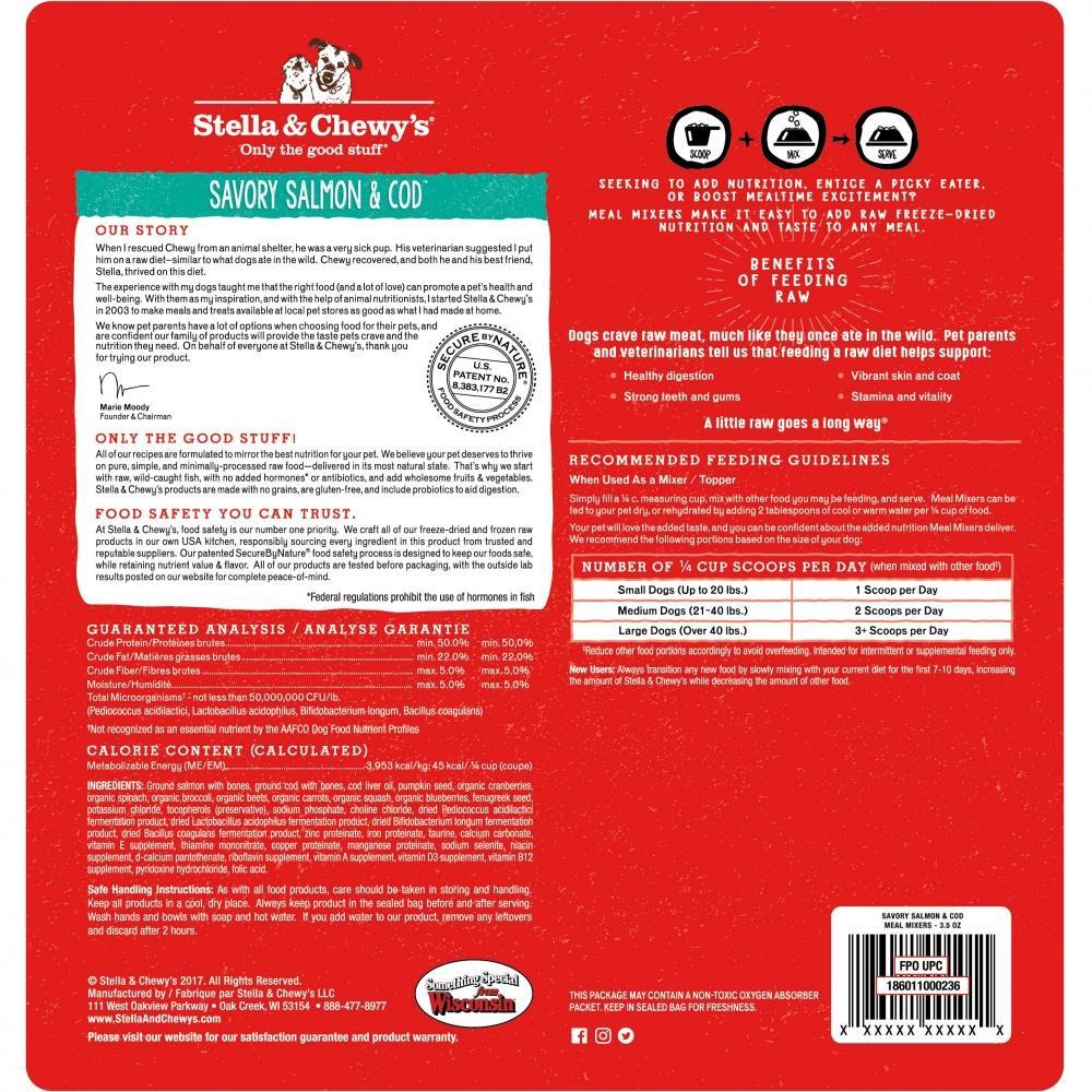 Stella & Chewy's Freeze Dried Raw Savory Salmon & Cod Meal Mixers Grain Free Dog Food Topper - Image 2
