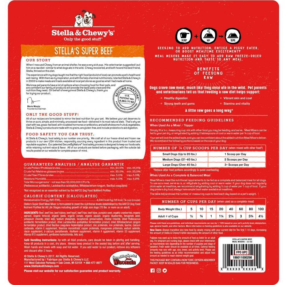 Stella & Chewy's Freeze Dried Raw Stella's Super Beef Meal Mixers Grain Free Dog Food Topper - Image 2