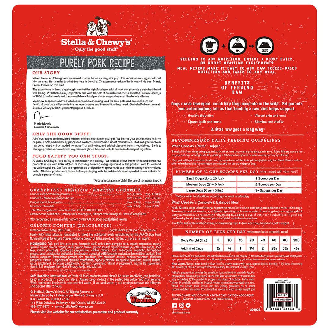 Stella Chewy's Purely Pork Grain Free Meal Mixers Freeze Dried Raw Dog Food - Image 2