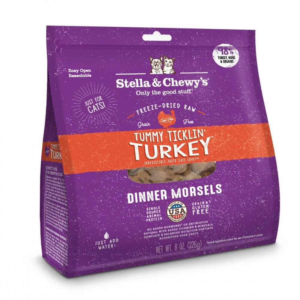Stella & Chewy's Tummy Ticklin' Turkey Dinner Morsels Grain Free Freeze Dried Raw Cat Food - Image 2