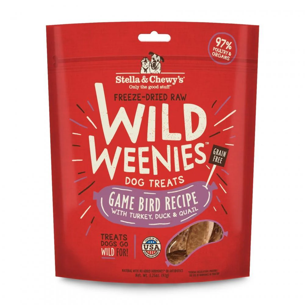 Stella & Chewy's Wild Weenies Grain Free Game Bird Recipe Freeze Dried Raw Dog Treats