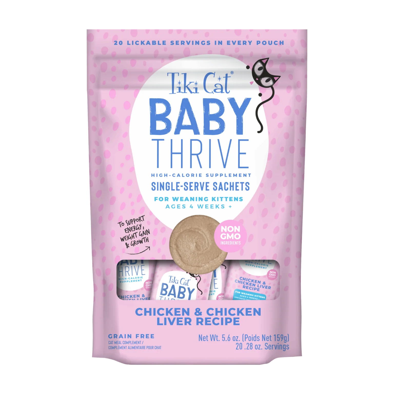 Tiki Cat® Baby Thrive Chicken & Chicken Liver Recipe Supplement for Cats, 5.6oz, 20pk