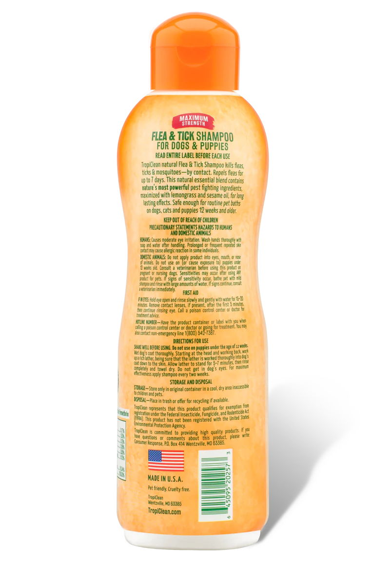 Tropiclean Natural Flea & Tick Shampoo, Maxiumum Strength - Image 2