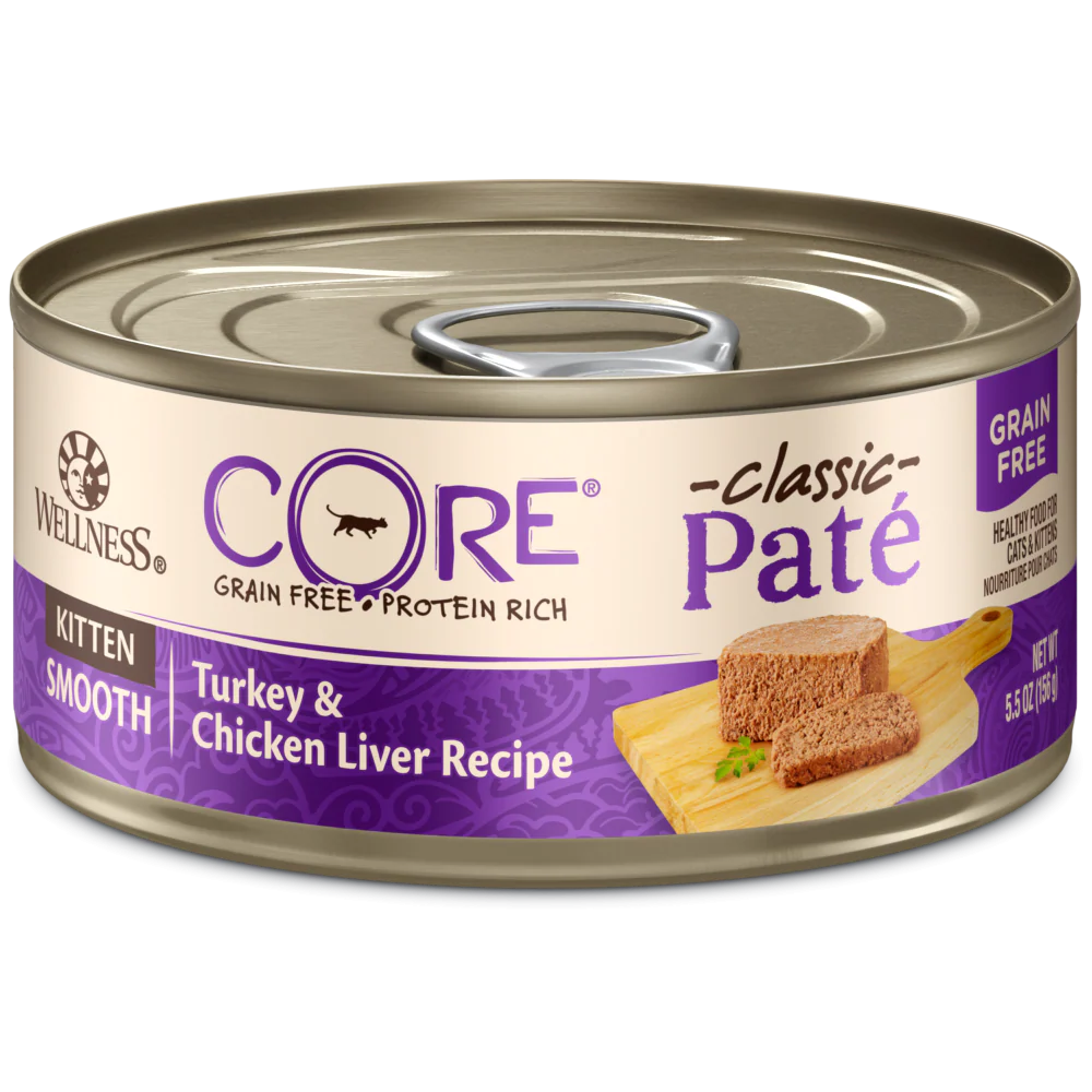 Wellness CORE Grain Free Natural Kitten Health Turkey and Chicken Smooth Pate Canned Cat Food