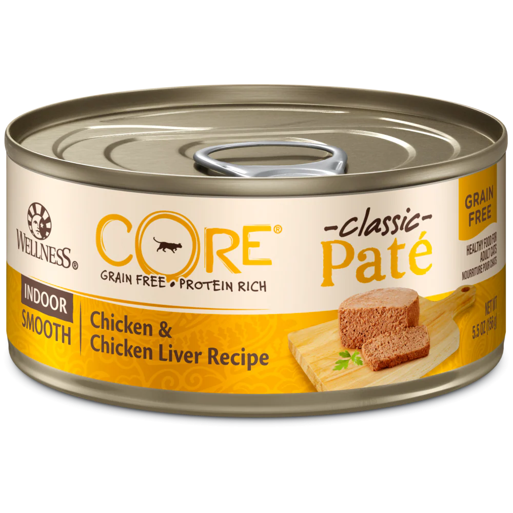 Wellness CORE Natural Grain Free Indoor Chicken and Chicken Liver Smooth Pate Wet Canned Cat Food