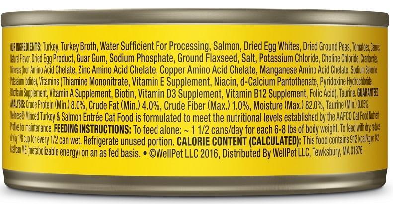 Wellness Grain Free Natural Minced Turkey and Salmon Entree Wet Canned Cat Food - Image 2