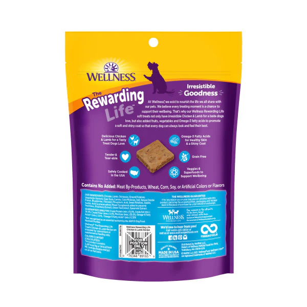 Wellness Rewarding Life Dog Treats, Natural, Training Treat, Grain Free, Soft Chicken & Lamb (6 Ounce bag) - Image 2