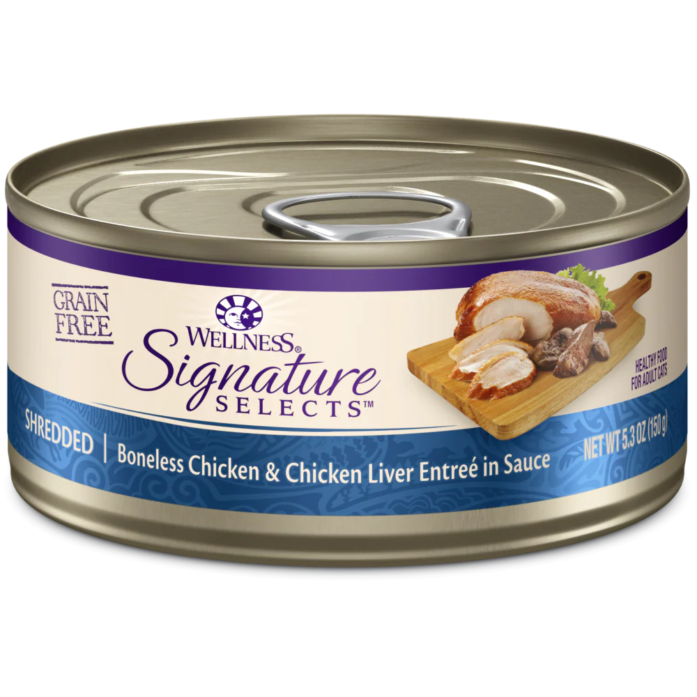 Wellness Signature Selects Grain Free Natural White Meat Chicken and Chicken Liver Entree in Sauce Wet Canned Cat Food
