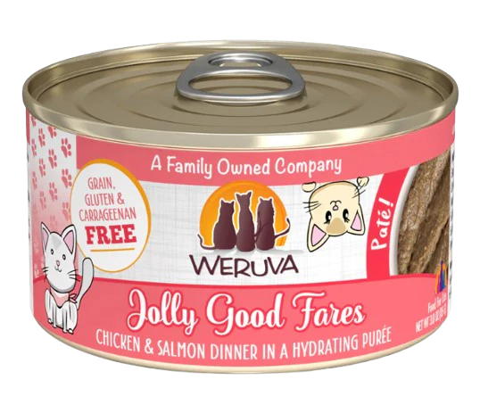 Weruva Cat Paté  Jolly Good Fares Chicken & Salmon in a Hydrating Purée 3oz Canned Cat Food