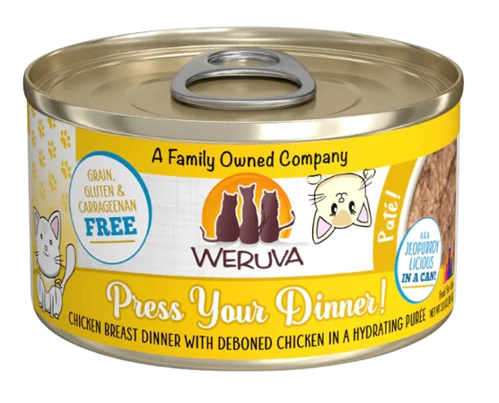 Weruva Cat Paté Press Your Dinner! Chicken Breast with Deboned Chicken in a Hydrating Purée, 3oz Canned Cat Food