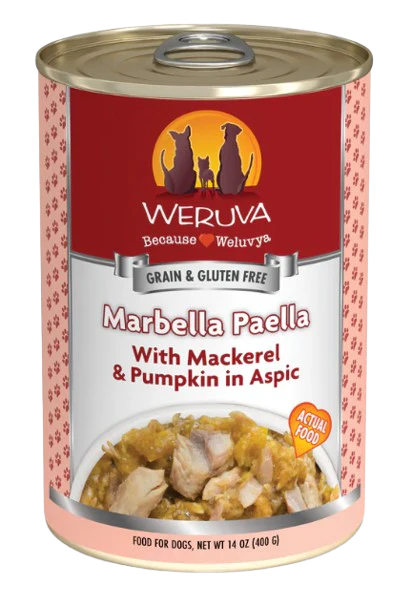 Weruva Classic Dog  Marbella Paella Mackerel, Shrimp & Mussels in Aspic 14oz Canned Dog Food