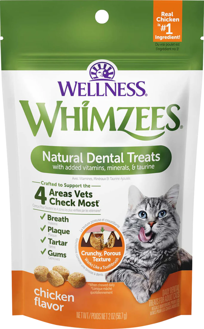 Wellness Whimzees Cat Dental Treats, Natural Chews, Chicken Flavor, 2oz
