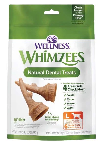 Wellness Whimzees Ricebone Dog Dental Treats, Natural Chews, Large Size, 6 count