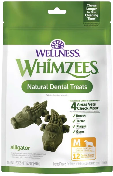Wellness Whimzees Medium Alligator Dental Chews, 12 count