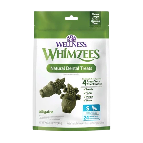 Wellness Whimzees Alligator Dental Treat for Dogs, Small, 24pk