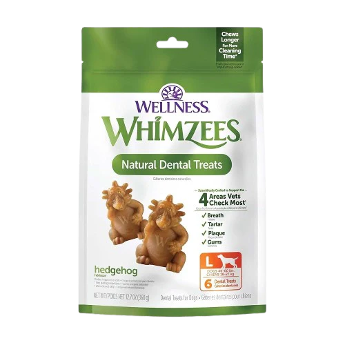 Wellness Whimzees Hedgehog Dental Dog Treats, Large, 6 count