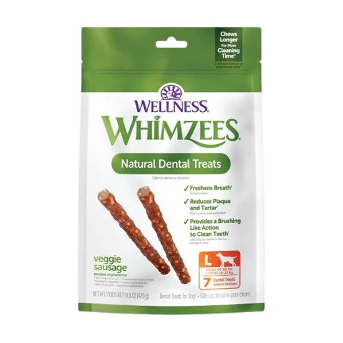 Wellness Whimzees Veggie Sausage Dental Chew Dog Treats, Large, 7 count