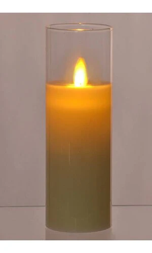 Flameless LED Pillar Candle in a Clear Glass Cylinder - Image 2